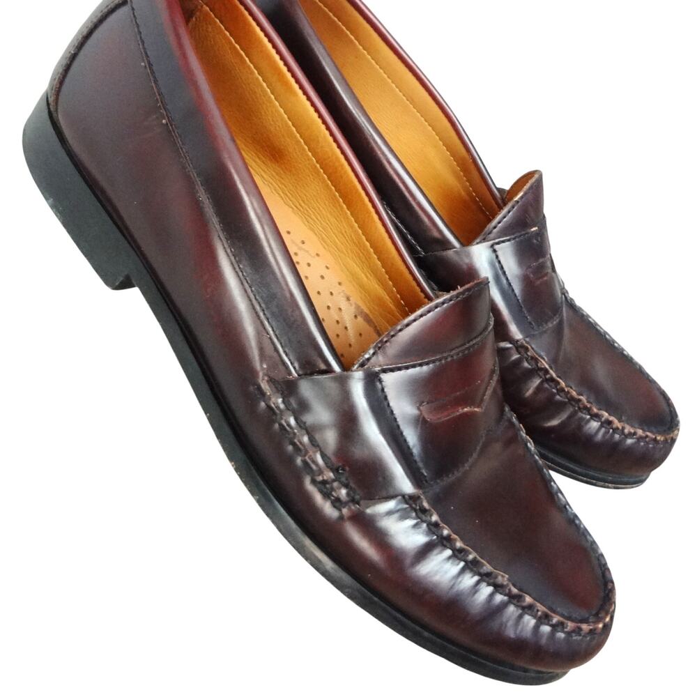 Johnston & Murphy Men's Dark Burgundy Leather Penny Loafers